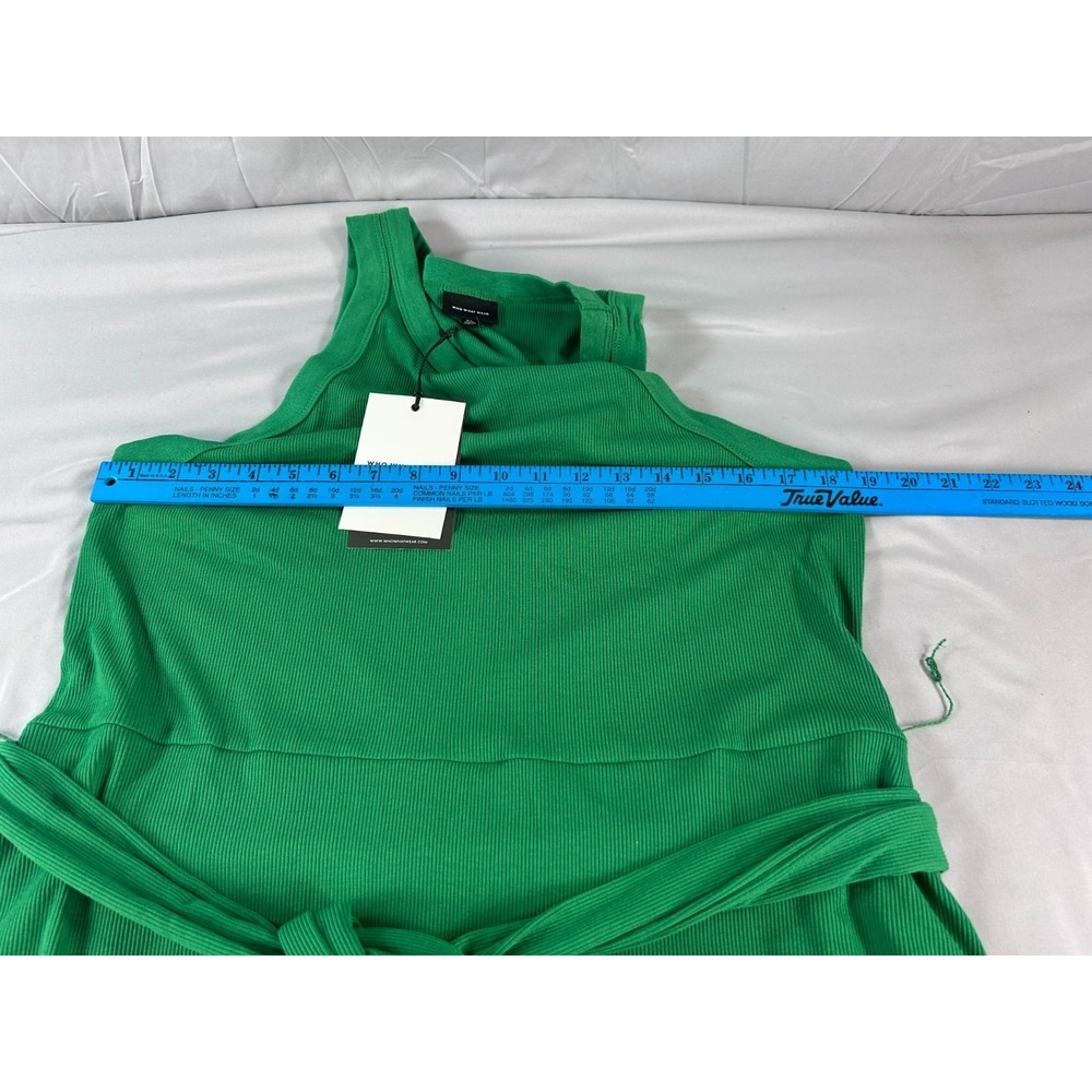 Who What Wear Womens Dress XL Green Ribbed Tie Waist Midi Casual Minimalist NWT - Picture 5 of 8